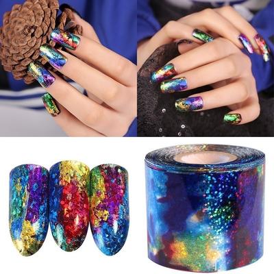 2PCS Gradient Starry Sky Nagelfolie blau holographische Papier Nail Art Aufkleber