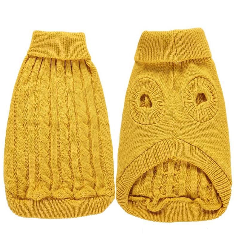 Solid Color High-Neck Cable Knit Eco-Friendly Pet Sweater Warm Autumn/Winter Pullover Dogs Cats 12 Vibrant Hues Simple Soft