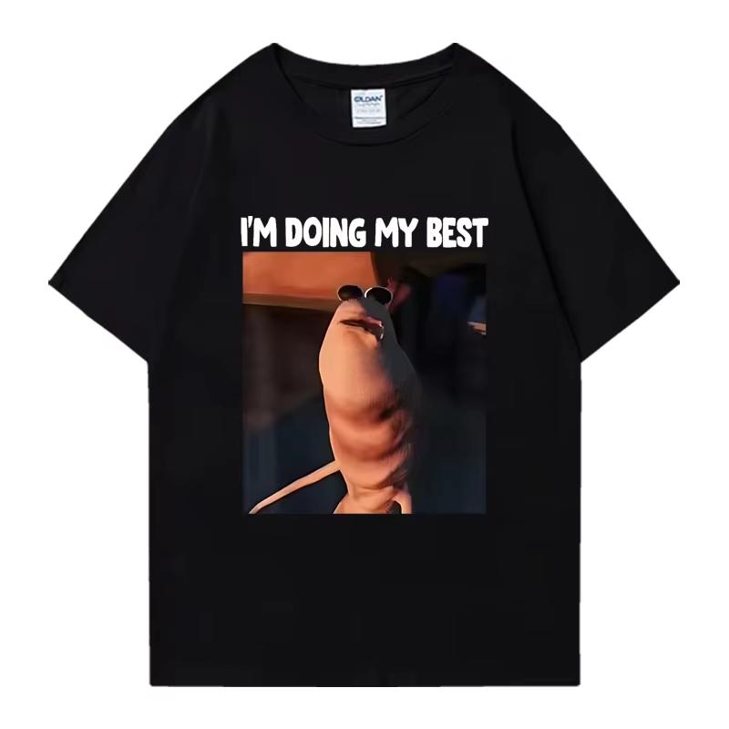Funny I'm Doing My Best The Worm Meme Oversized T-shirt Men Women 100% Cotton Short Sleeve T-shirts Unisex Crew Neck Tops