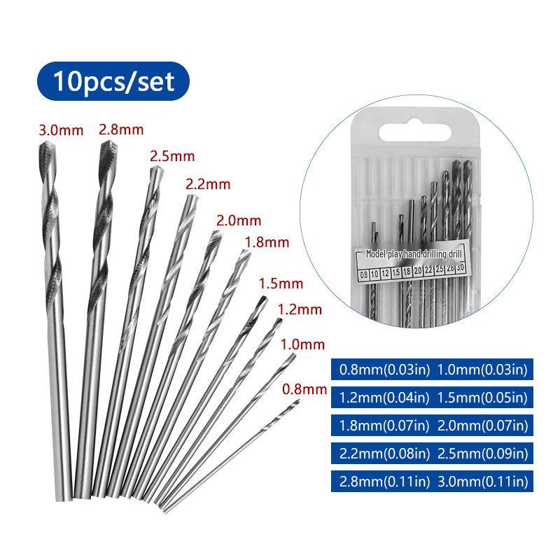 50PCS Titanium-Coated HSS Spiral Drill Bits, 1.0-3.0mm, Round Handle, Straight Shank