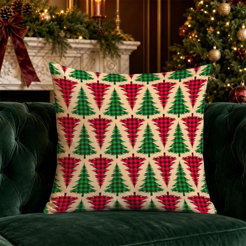 Christmas Themed Throw Pillow Covers Pattern Cushion Cover Suitable for Sofa Bedroom Car Pillow Cover