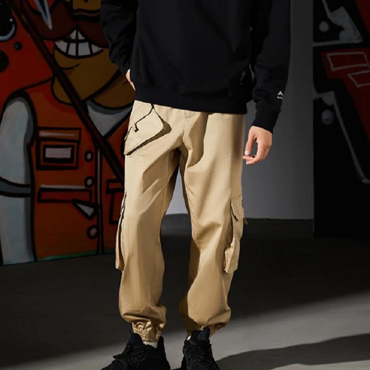 Li-Ning Badfive Changan Youth Embroidered Logo Loose Tapered Casual Pants Men Bottoms Khaki AKXR619-2