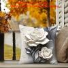 2D Flat - Elegant White Rose Pillow Cover | Off-White Abstract Decoration
