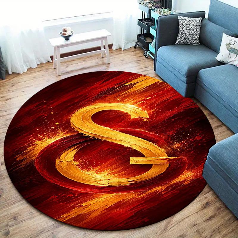 Galatasaray S Round Area Rug,Carpet Rug for Living Room Bedroom Sofa Playroom Decor,Non-slip Floor Mat