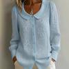 Trendy Linen Button-Down Shirt for Women - Short Sleeve Loose V-Neck Summer