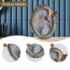 Oval Vintage Photo Frame Card Holder Desktop Resin Picture Hanging or Tabletop Display for Living