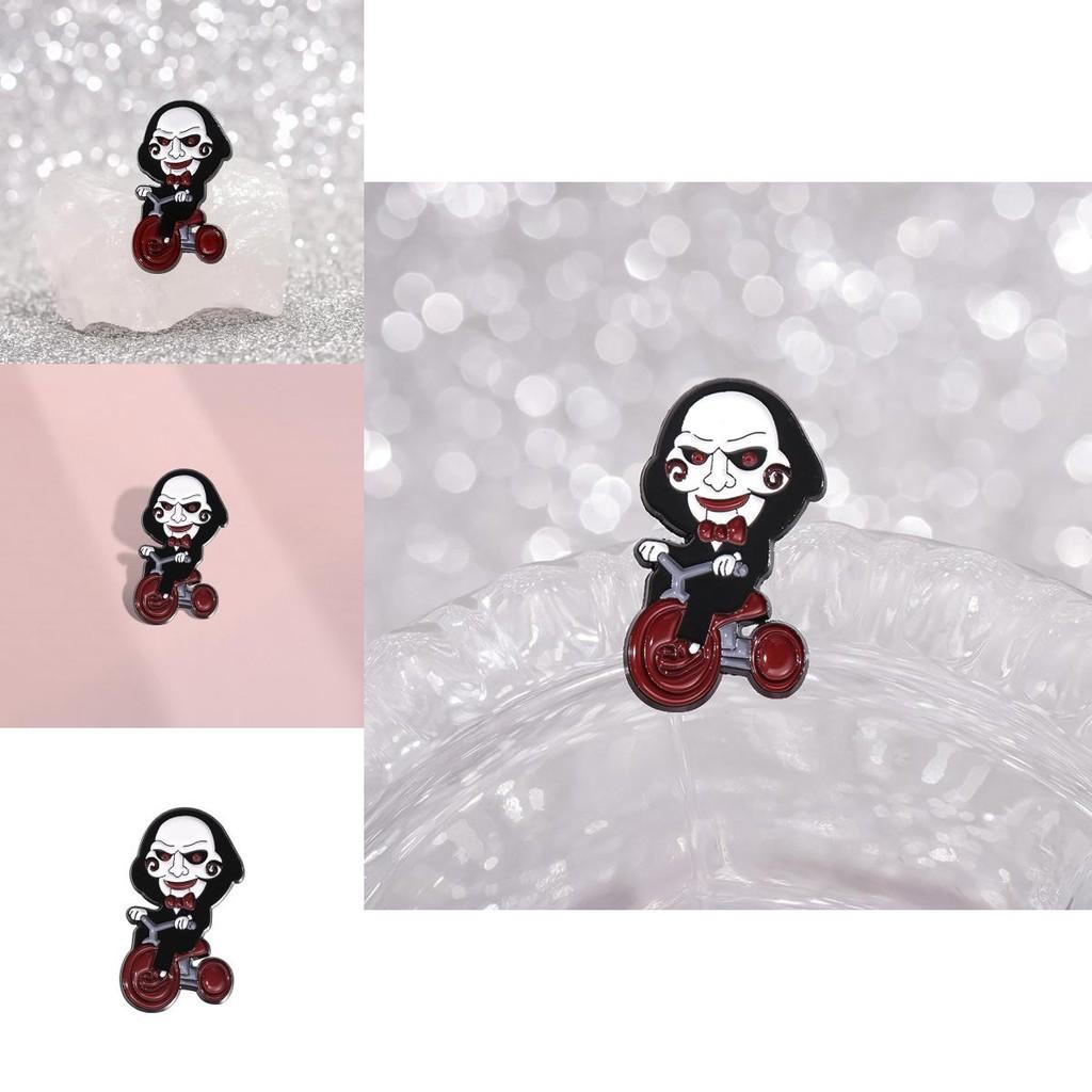 Entertaining Spooky And Brooch Featuring Iconic Jigsaw Clown In Dark Metal Perfect For Halloween Costumes And Personal Accessori