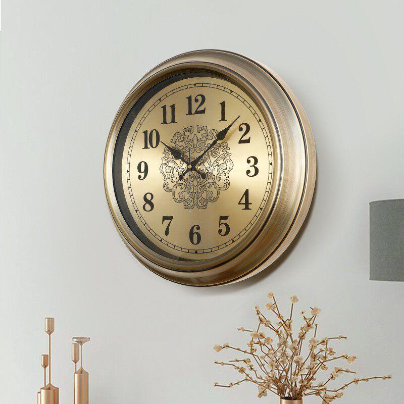 Metal Wall Clock Retro Living Room Silent Round Wall Watch Entrance Hall Nordic Simple Clock Modern Home Decoration Ornaments