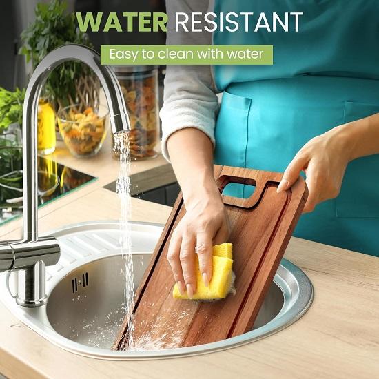 Holzschneidebrett für Küche Gemüseschneidebrett mit Saftrille Gewürztes Akazienholz Natürlich Antibakteriell Verzugsfrei