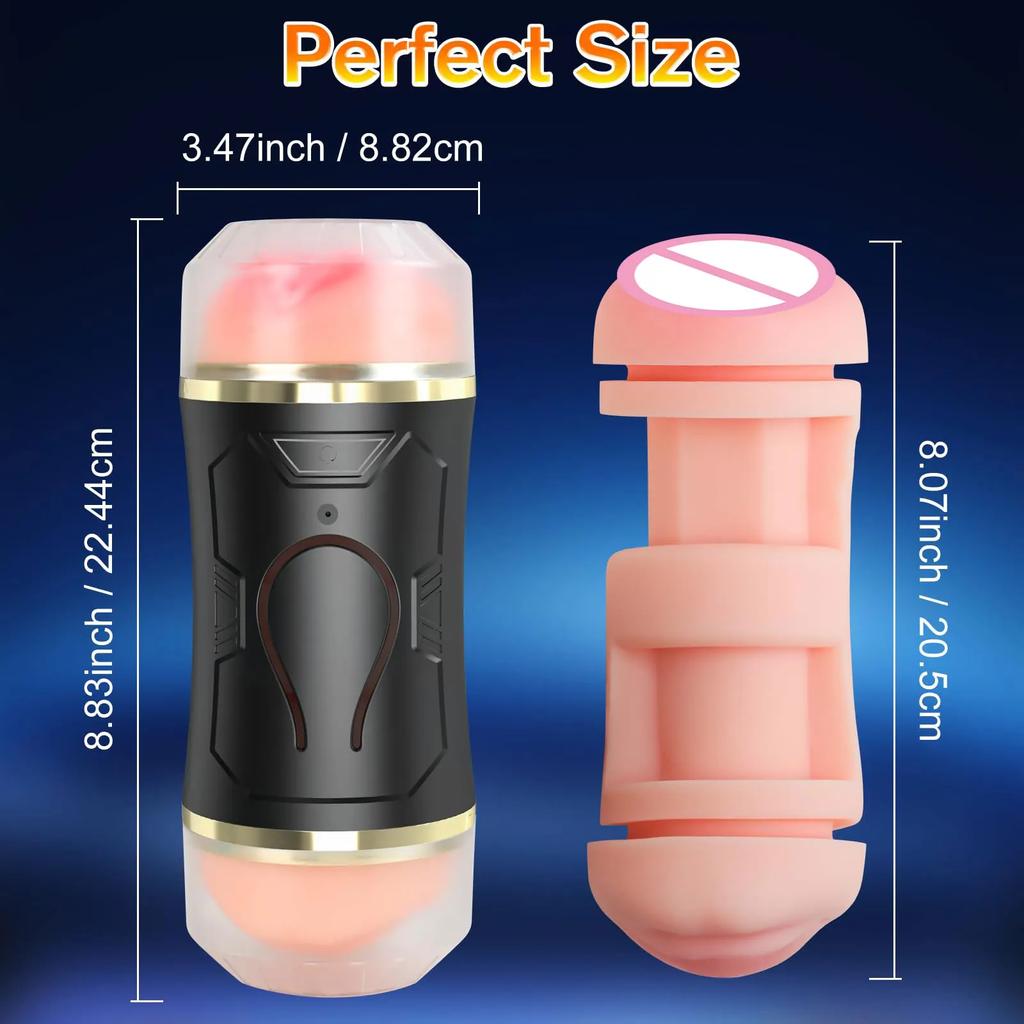 3 In 1 Realistic Vaginal Automatic Male Masturbator Open Ended Blowjob Pocket Pussy Oral Vagina Anal Silicone Ass Adult Sex Toys