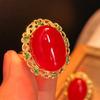 Jade Rot Beleuchtung Natürlicher Chalcedon Ring Achatring, Echte Aufnahme