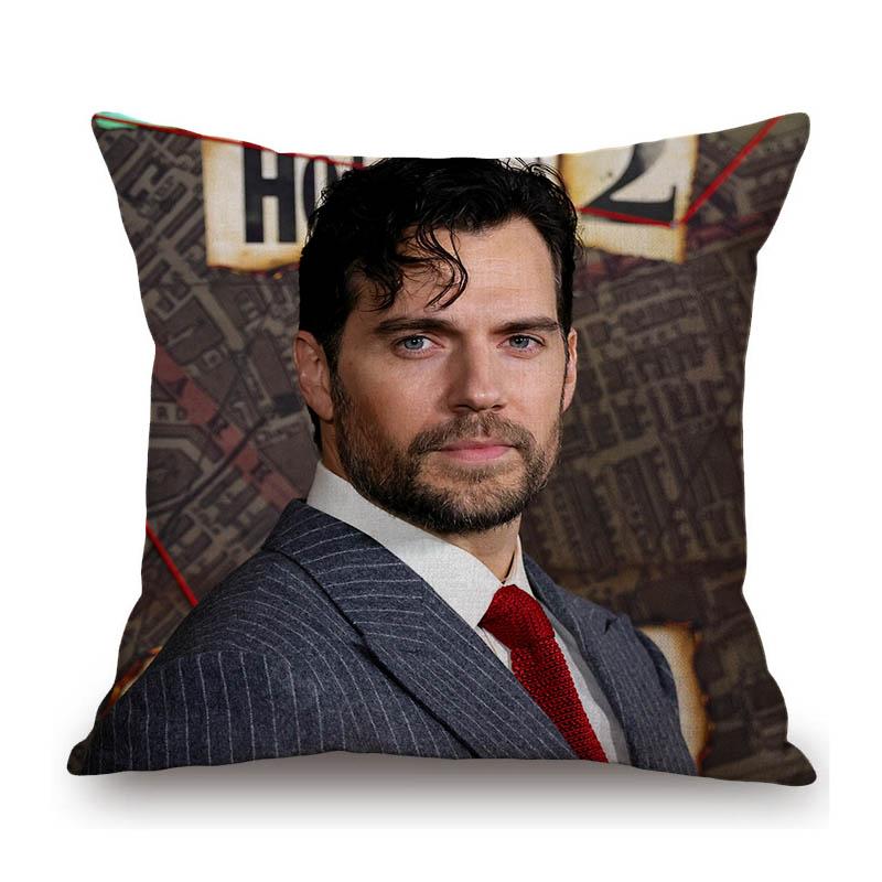 Sexy Handsome Super Star Henry Cavill Muscle Man Fans Gift Cotton Linen Sofa Throw Pillow Case Home Decoration Art Cushion Cover