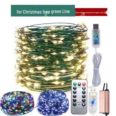 Twinkling Star Copper Wire Christmas Tree String Lights with Green Wire for Garland and Wreath Decoration