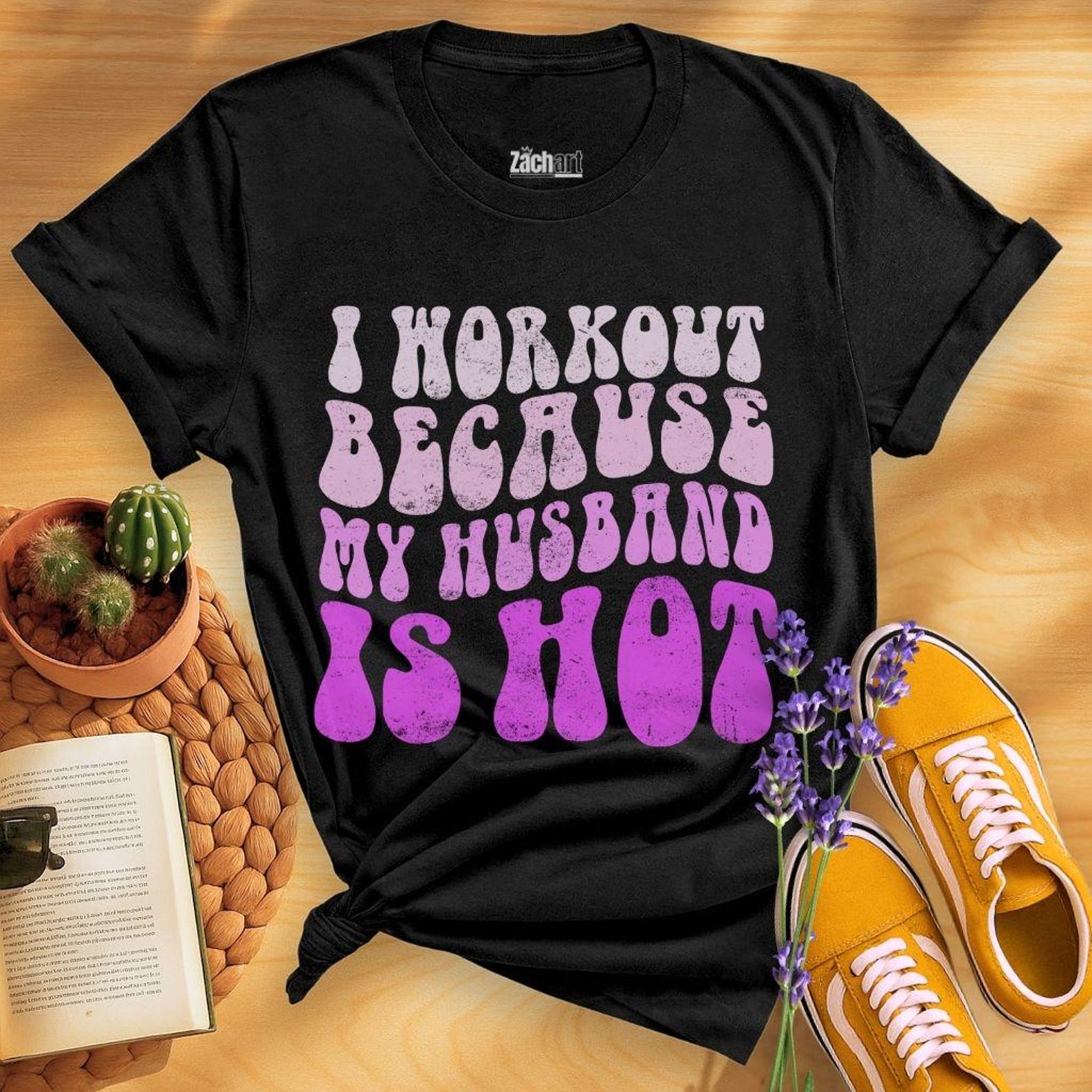 I Workout Because My Husband Is Hot Funny Gym Shirt, Workout Motivation T-Shirt for Women, womens fitness, women gym shirt, gym tee for wife XL