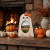 Ghost Theme Home Ornament Halloween Wooden Photo Frame, Pumpkin/Ghost Picture Frame for Wall Rustic Wood Holiday Gift Hanging or Desktop Display,