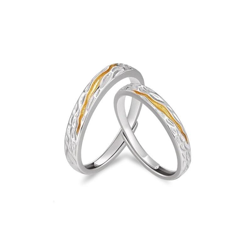 Valentine's Day Adjustable Copper Couple Rings with Tyndall Effect Design for Weddings