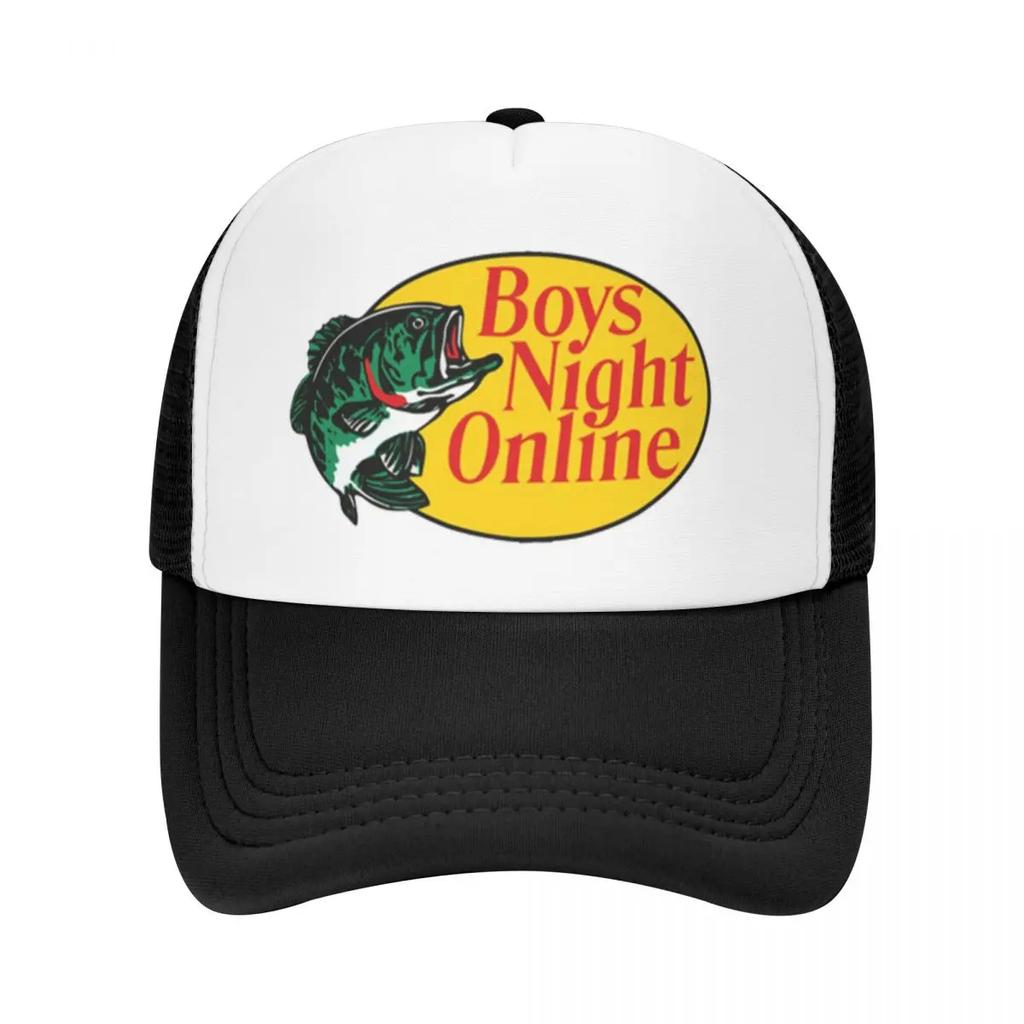 New BNO Boys Night Online Bass Pro Fishing Printing Mesh Baseball Cap Unisexs Highend Snapback Caps New Sunscreen Hat