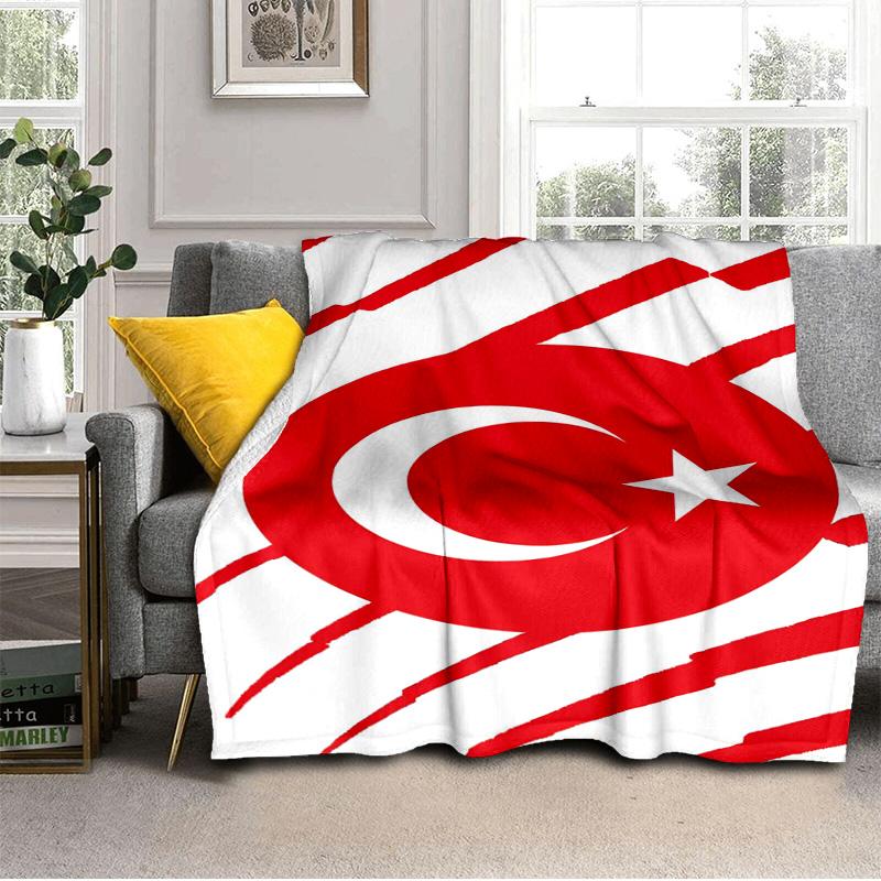 Decke mit türkischem Flaggen-Design, geeignet für Sofas, Betten, Büros und Camping - Perfektes Geschenk für Halloween und Weihnachten