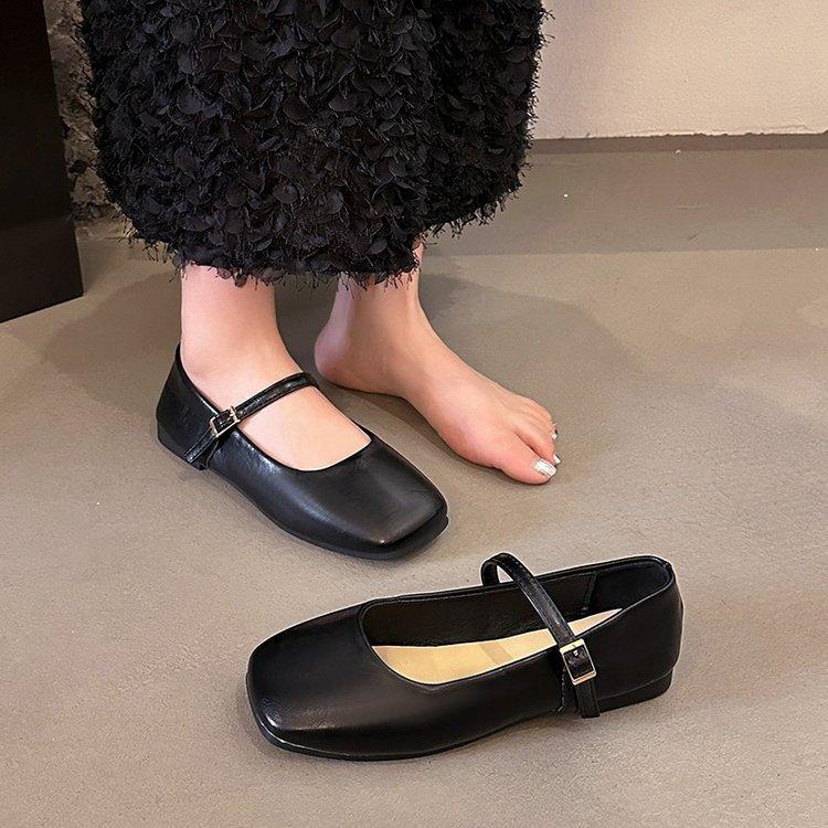 [Youshilai] Retro Temperament Square Head Loafers Women's 2025 Spring New Shallow Mouth Word with Mary Jane Shoes