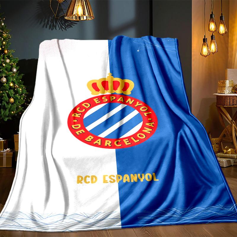 Real Sociedad Logo Ontwerp Deken Outdoor Flanellen Deken voor Kamperen, Wandelen, Tuinfeesten, Picknick Benodigdheden, cadeau voor familie en vrienden
