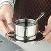 Vintage Stainless Steel Coffee Mug Cups Delicate Coffee Cup And Saucer Set Flower Tea Mug Home Coffeeware Espresso Cups