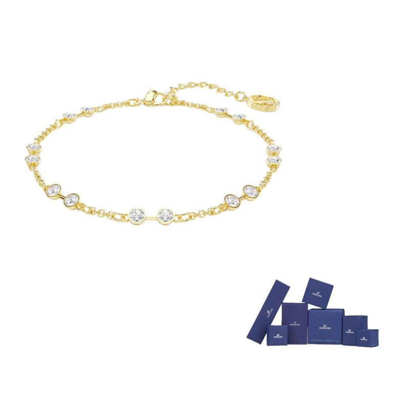 Swarovski Faux Crystal Bracelets Unisex Gold F-Original brand box