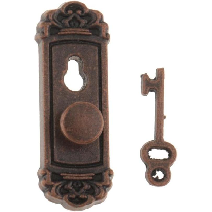 1/12 Scale Dolls House Miniature Handle Key Set Door Knob Fittings 2 Pieces