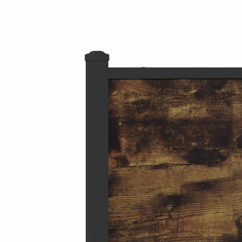Metal Bed Frame Without Mattress Smoked Oak Finish 200 X 200 Cm
