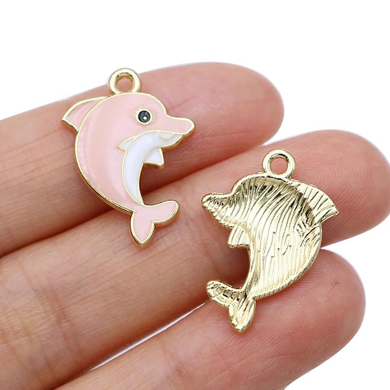 10Pcs Silver Plated Blue Enamel Dolphin Charms Pendant For Jewelry Making Earrings Bracelet Necklace Accessories Diy 23X19Mm