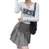 Retro Autumn Color-Block Spicy Girl Long Sleeve Tee for Women