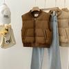 Cotton Vest Women's Autumn and Winter New Short Jacket Jacket Fashion Baseball Collar Solid Color Thin Cotton Vest