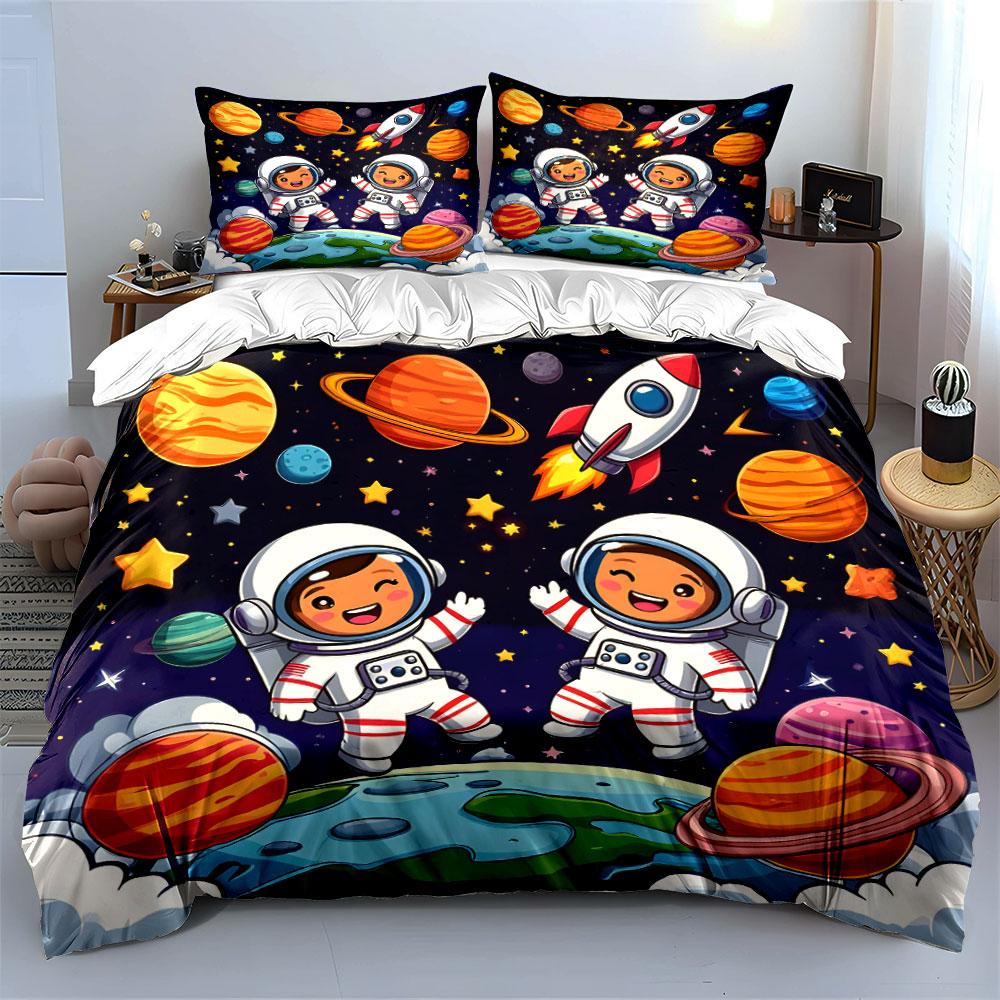 Astronaut Space Adventure Set Multiple Sizes Kid'S And Adults' Bedroom Exquisite 3Pc Bedding Set, Gift