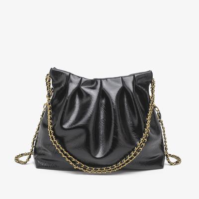 Tasche Damen Frühjahrsmode Einfache Kette Wander-Tasche Große Kapazität Plissierte Tragetasche Schultertasche
