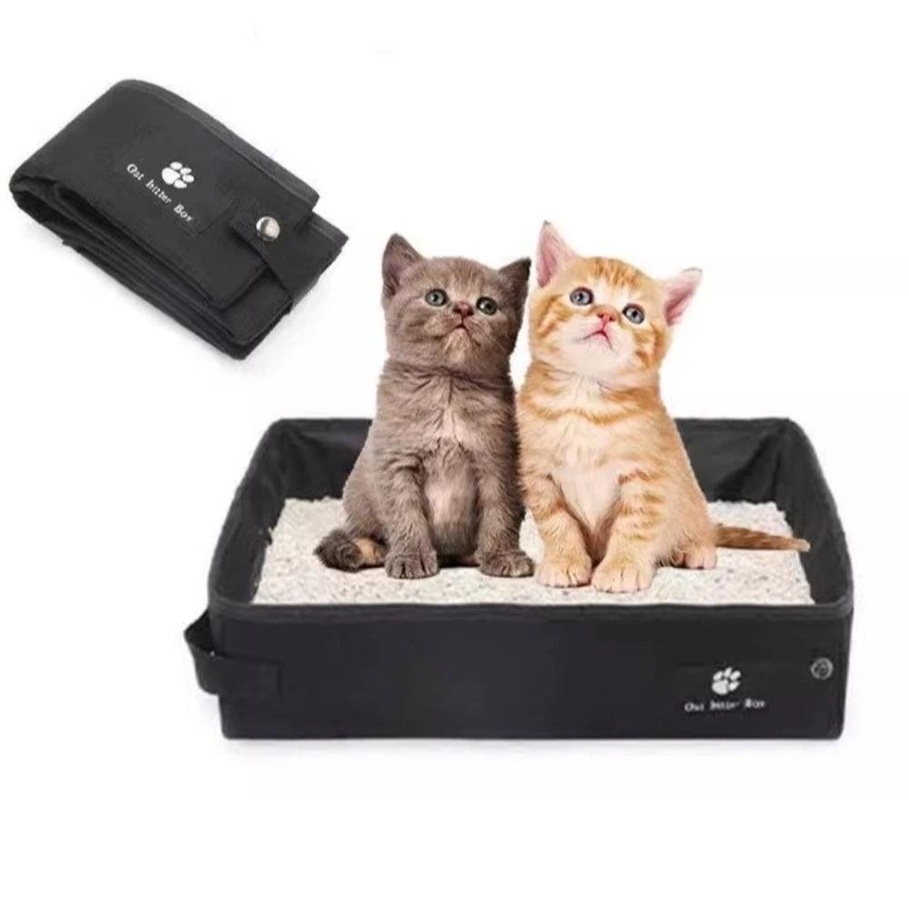 Easy To Clean Waterproof Portable Cat Litter Box Folding Oxford Cat Toilet Tray Reusable Pet Garbage Bin for Cats and Dogs