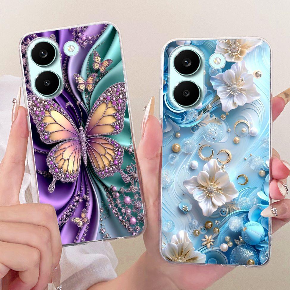 6.59'' Case For Xiaomi Poco X8 Pro 5G Cover Transparent Fashion Flowers Cute Cat Cool Painted Soft Casing 2511FPC34G