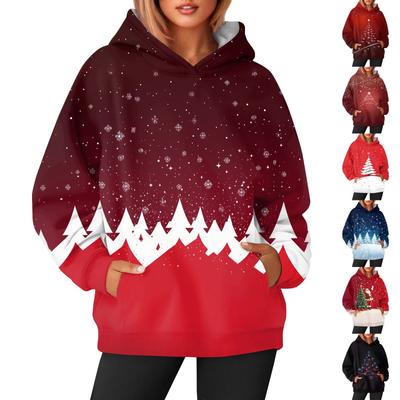 Moletom com capuz estampado casual e moderno feminino de manga comprida