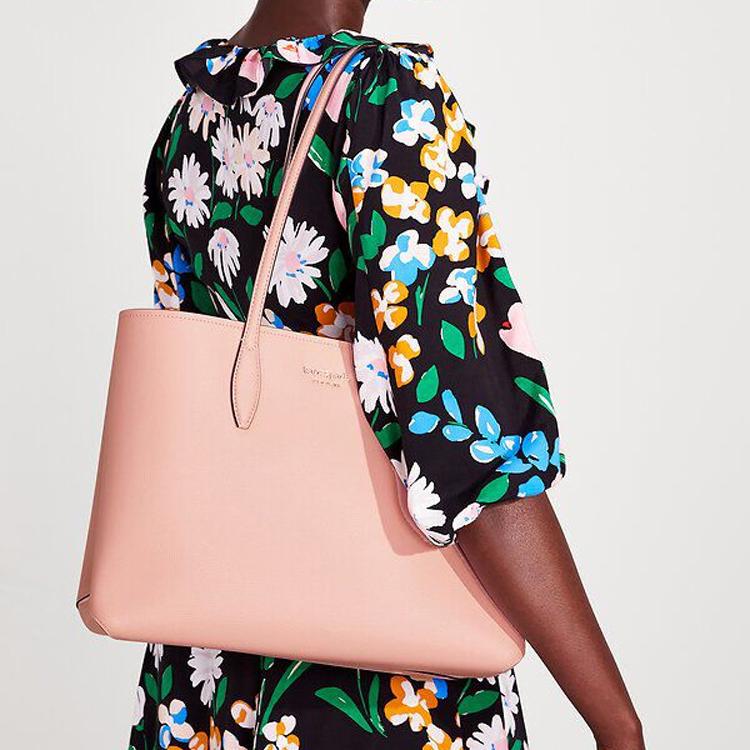 New Kate Spade All Day Split Cow Leather Tote Bag, Shopping Bag, Handbag, Shoulder Bag Large Women's Nude Pink PXR00297-650