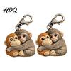 Lightweight Decorative Charm Little Monkey Pocket Hug Token Cute Holding Plush Toy Keychain for Holiday Parties with Card Inspirational Keepsake