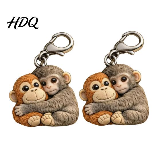 Lightweight Decorative Charm Little Monkey Pocket Hug Token Cute Holding Plush Toy Keychain for Holiday Parties with Card Inspirational Keepsake
