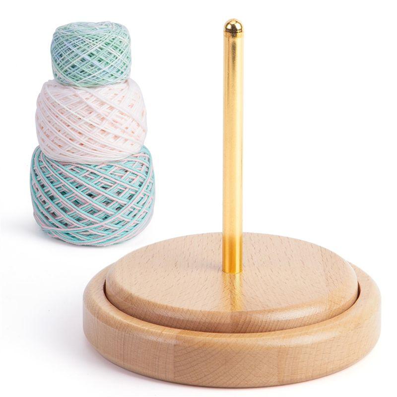 AEE4-Wooden Yarn Holder For Knitting And Crocheting,Easy Install And Operate Yarn Spinner Holder, Spinner With Yarn Storage