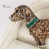 Retro Dog Shape Brooch Shining Rhinestones Inlaid Pin Suit Lapel Shawl Animal Badge Outfit Clothing Accessories