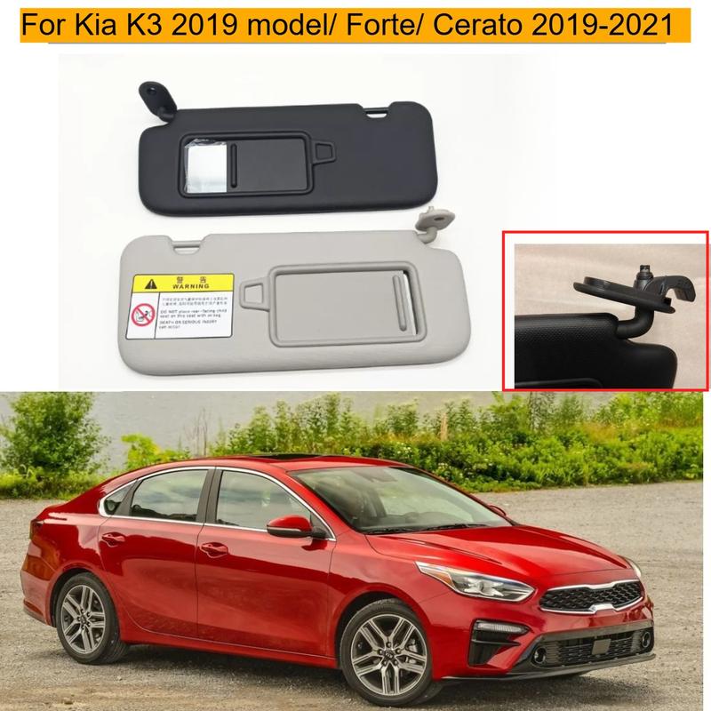 Black Car Sun Visor with Makeup Mirror Fit for Kia K3 Forte Cerato - Interior Sun Shade Guard OE:85210-Q81000WK 85220-Q8