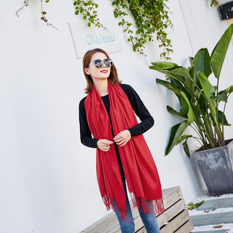 Women's Red Plaid Cashmere-Like Scarf Shawl - Warm, Versatile, Fashionable for Autumn and Winter