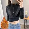 Women Ruffles Lace Patchwork Cashmere Sweater Autumn Winter Casual Knitted Jumpers Long Sleeve Slim Pullovers