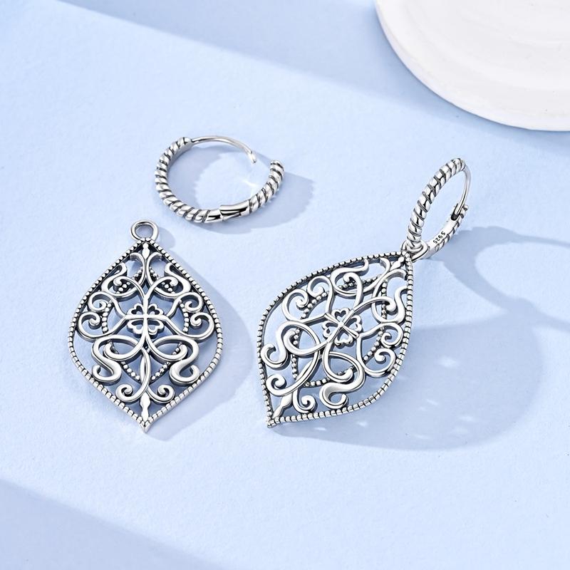925 Sterling Silver Shining Retro Patterns Earrings for Women Girl Ear Studs Fine Jewelry Fashion Luxury Anniversary