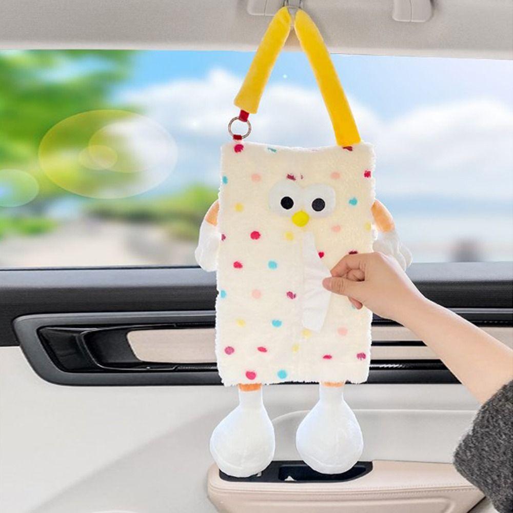 Cartoon Plush Car Tissue Box Creative Car Trash Can Vehicle Trash Bin  Interior Accessories