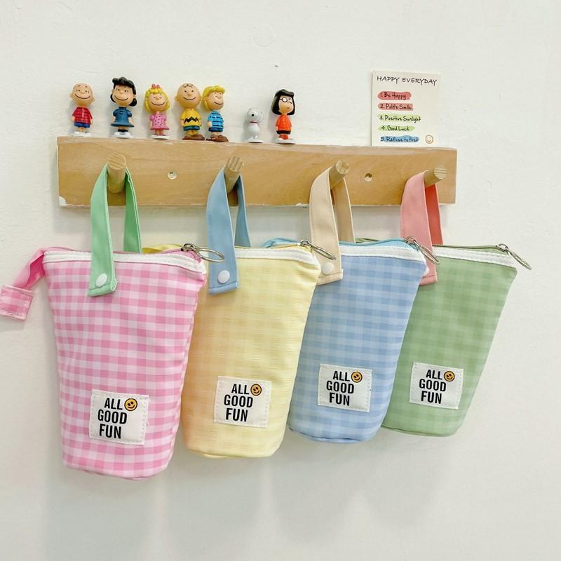 Trendy Japanese Style Unisex Kids Shoulder Bag With Cute Plaid Design For School Supplies