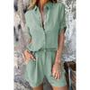 Summer Women's Fashion Elegant Shorts Short Sleeve Two-Piece Set Casual Commuter Loose Button Shirt Tops And Shorts Set