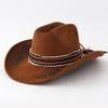 Brauner Wildleder-Western-Cowboyhut, großer Rand mit gestickter Rosenverzierung, modische Herren- und Damenmodelle