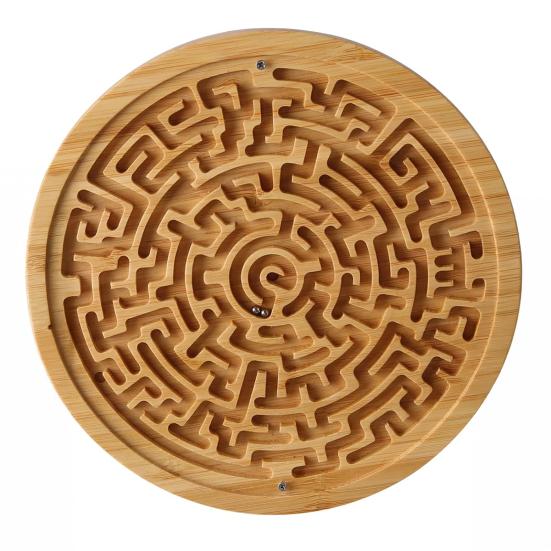 Wooden Labyrinth Board Game Toddlers Activity Board Brain Teaser Puzzle Logic Game Kids Teens Adults Round Marble Maze Board Educational Toy